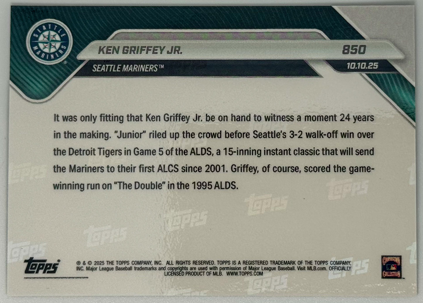 Ken Griffey Jr. - 2025 MLB Topps NOW® - Card 850