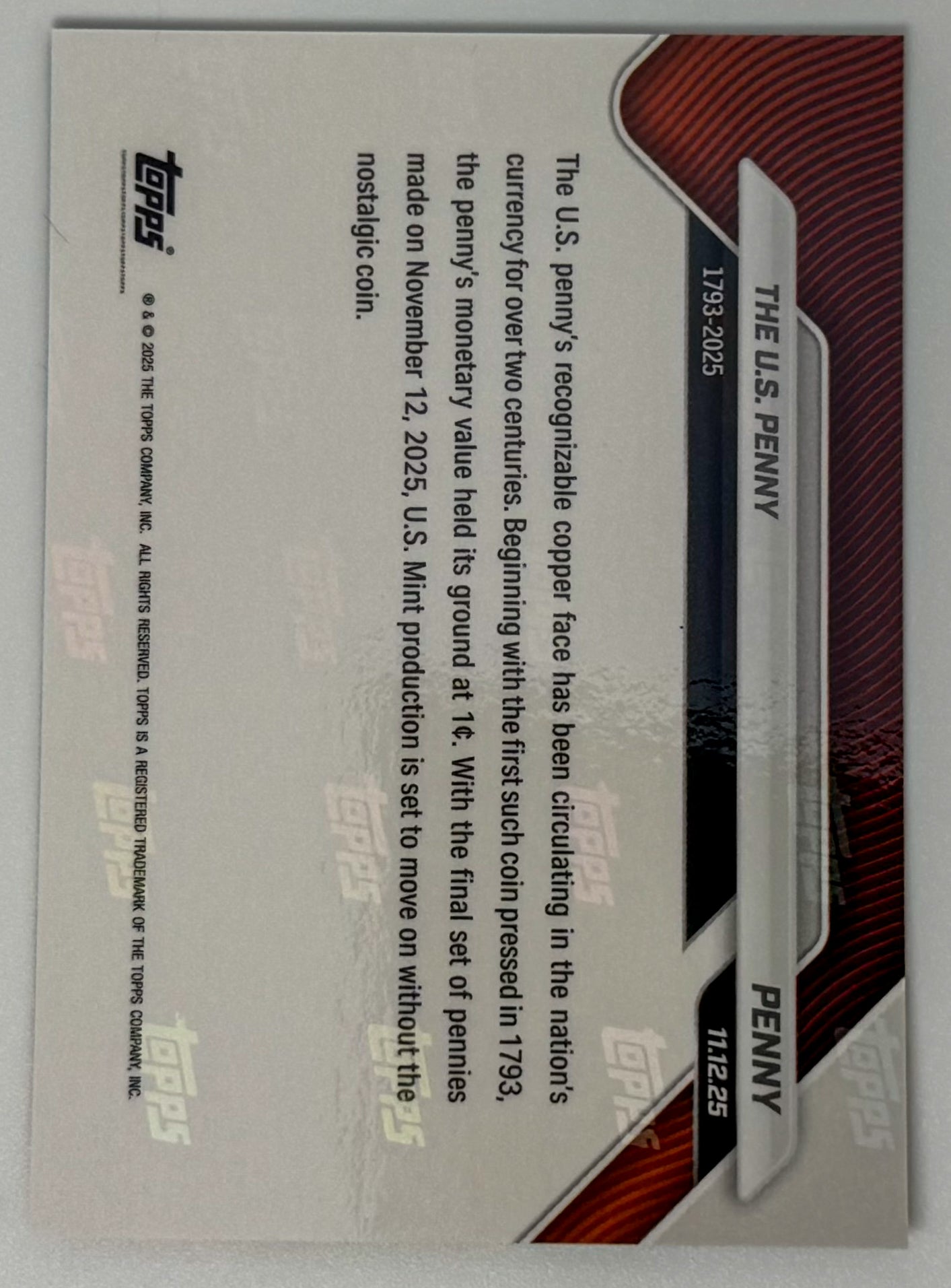 US Penny - 2025 Topps NOW® Card