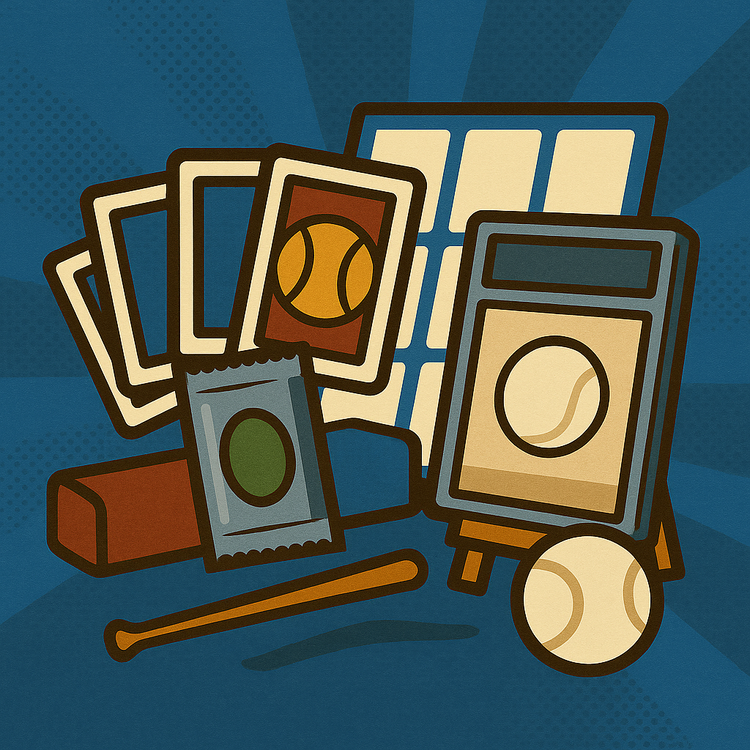 Illustration in the comic book style representing generic baseball products