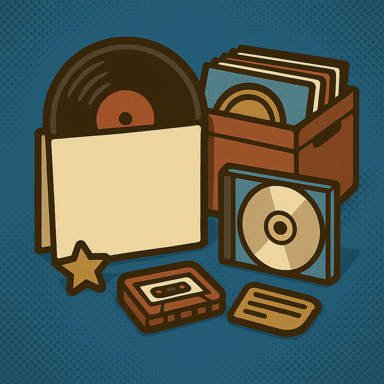 Illustration in the comic book style representing generic music products