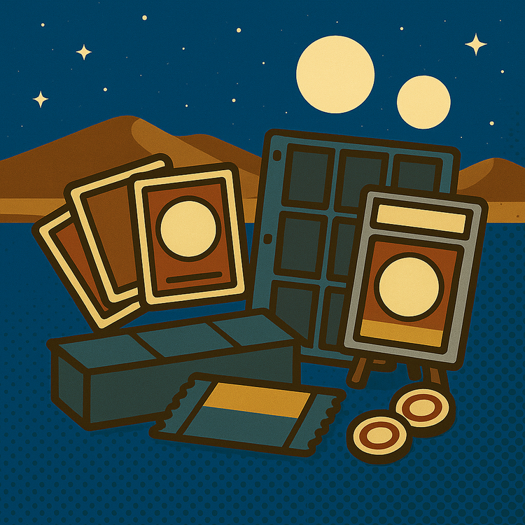 Illustration in the comic book style representing generic star wars products