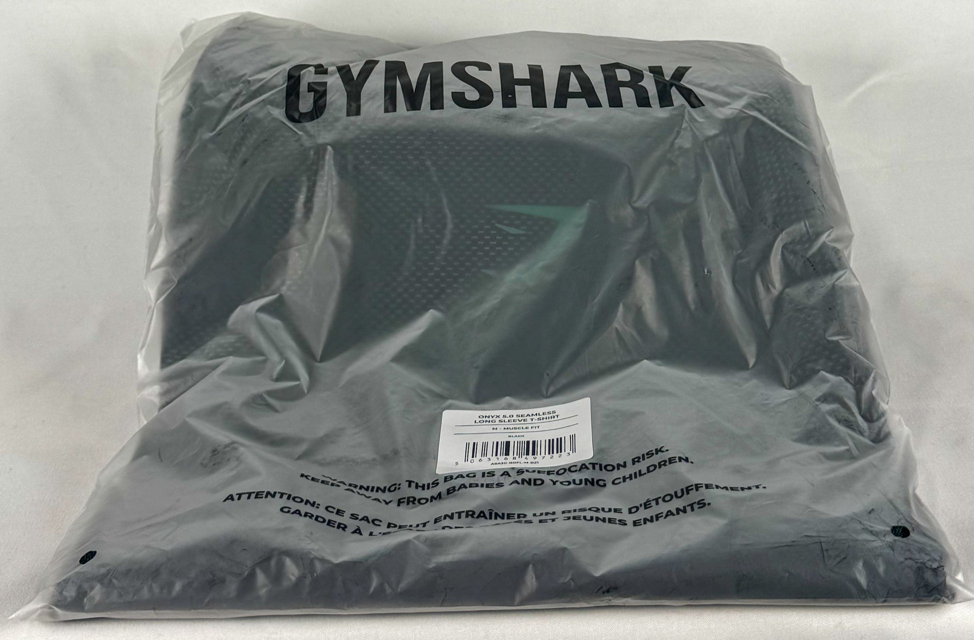 Gymshark Onyx 5.0 v5 Seamless Long Sleeve T-Shirt Black/Brand Blue Size M