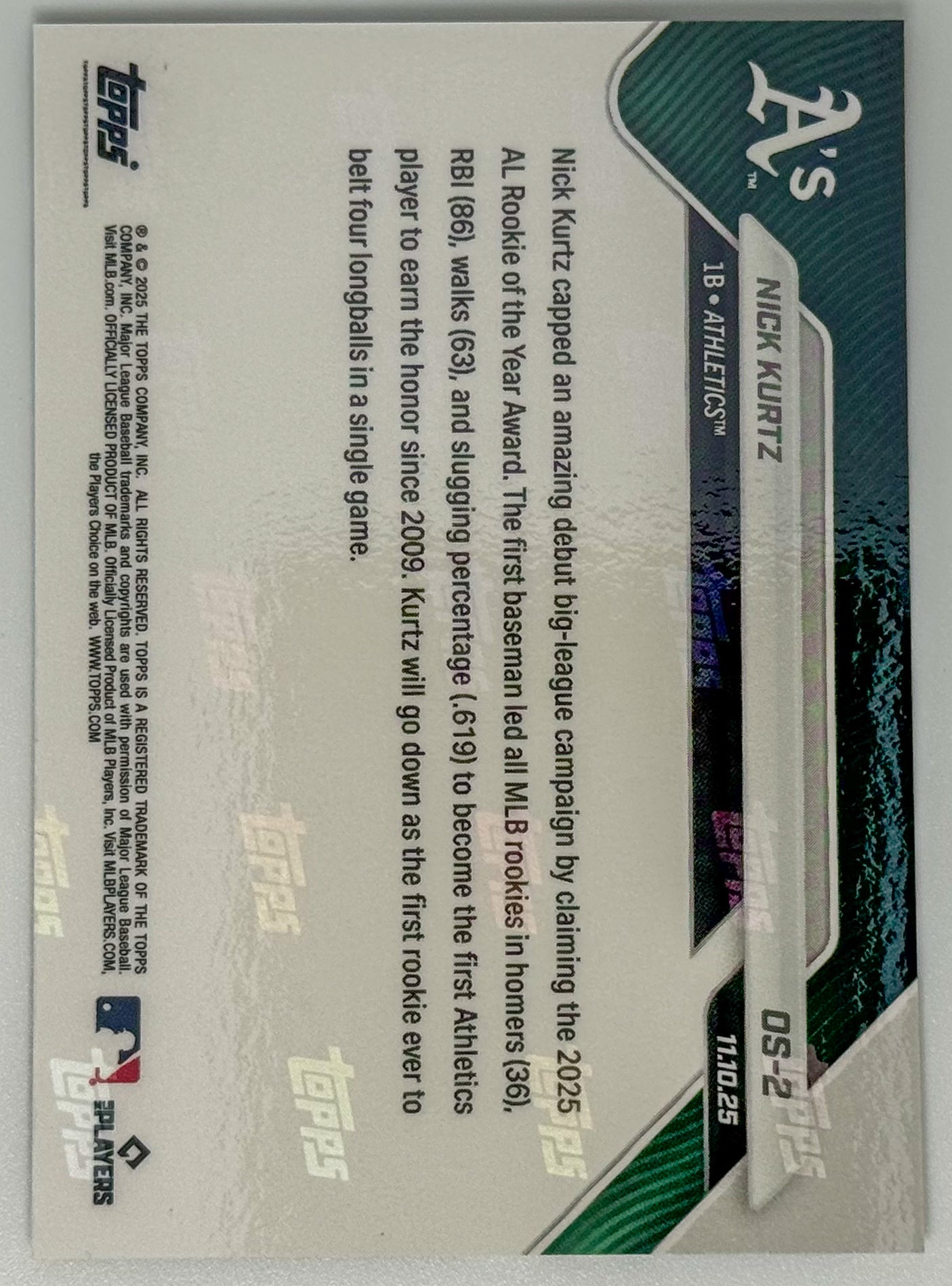 Nick Kurtz - 2025 MLB Topps NOW® - Card OS-2
