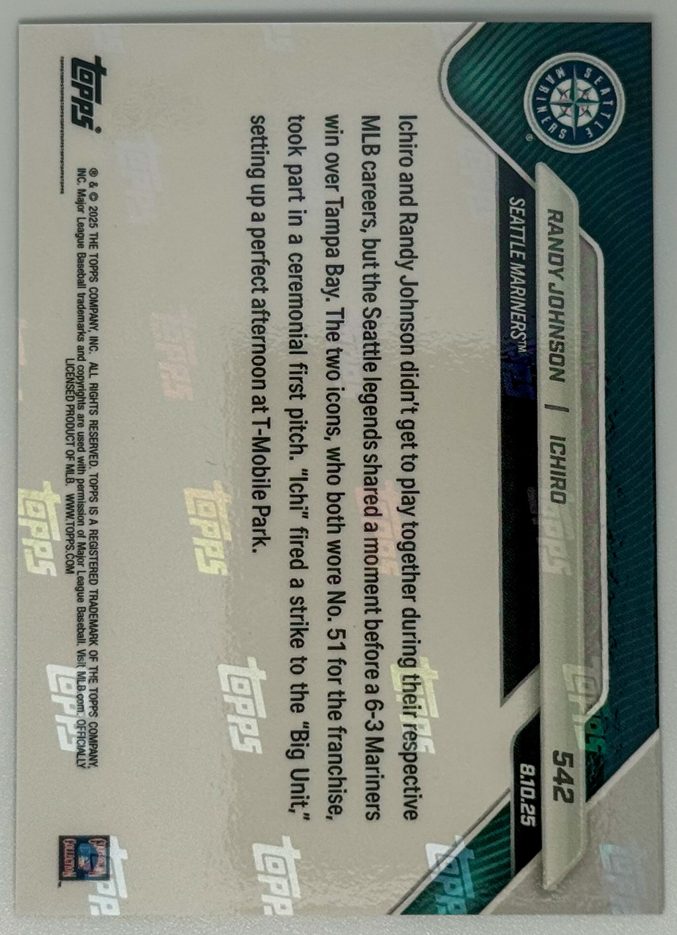 Randy Johnson / Ichiro - 2025 MLB Topps NOW® - Card 542
