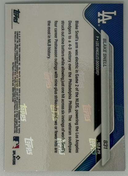 Blake Snell - 2025 MLB Topps NOW® - Card 831