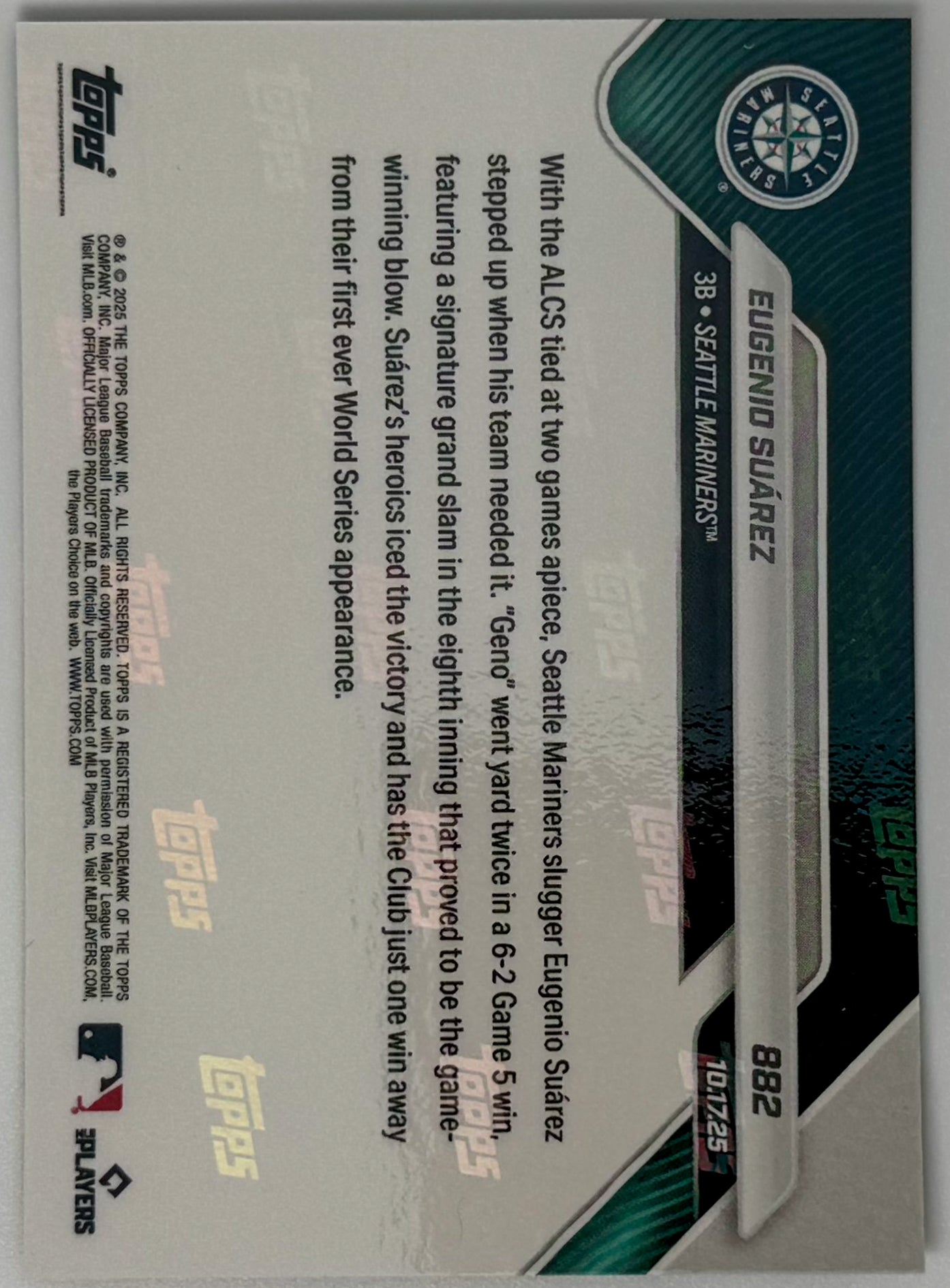 Eugenio Suárez - 2025 MLB Topps NOW® - Card 882