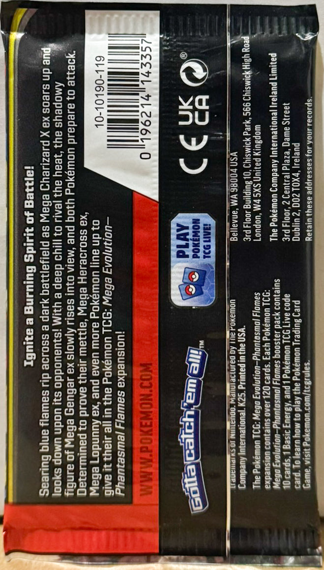Pokémon TCG: Mega Evolution - Phantasmal Flames - Booster Pack (Random Art)