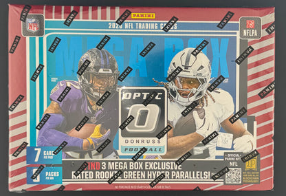 2025 Panini Optic Donruss Football Trading Card Mega Box (Green Hyper)